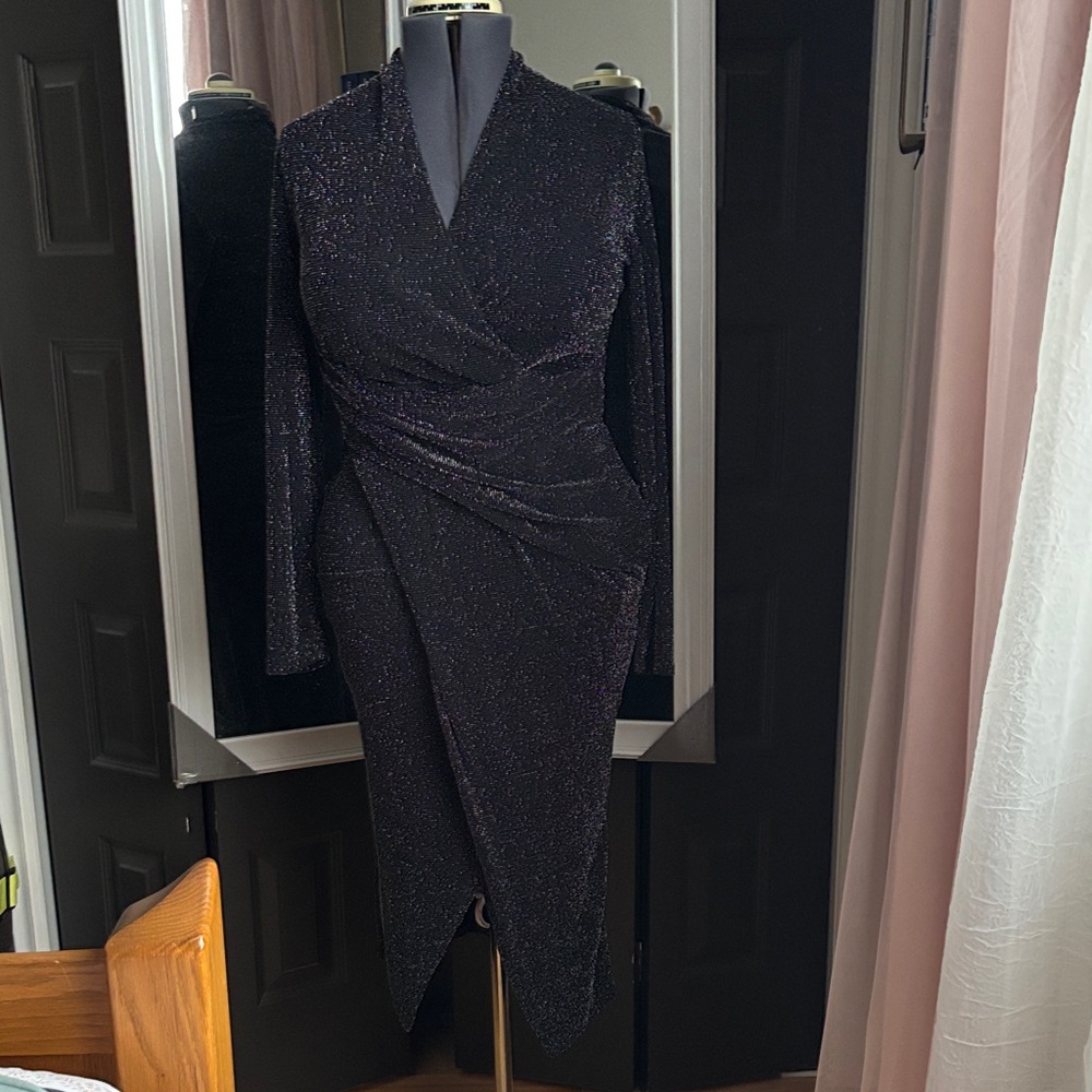 RACHEL Rachel Roy Black Sparkle Long Sleeve Dress